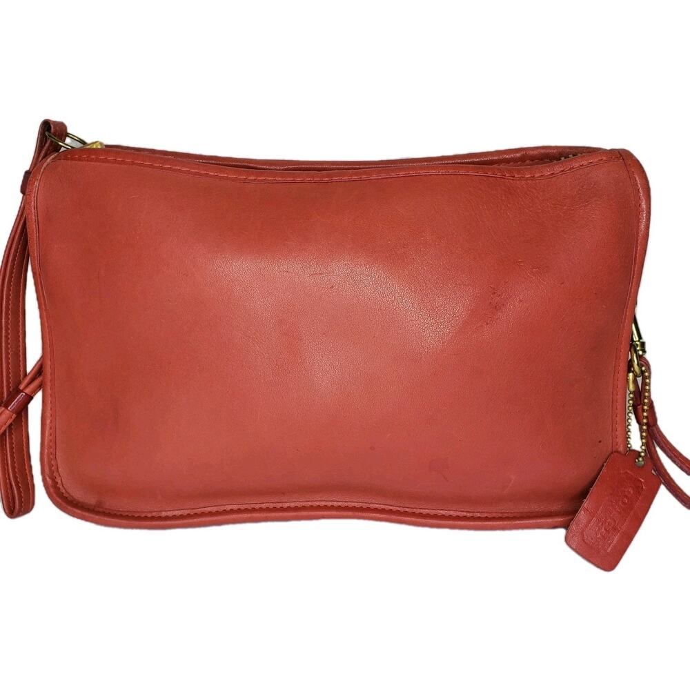 Vintage Coach NYC Bonnie Cashin Shoulder Bag Clutch 9455 RED Anchor Brass